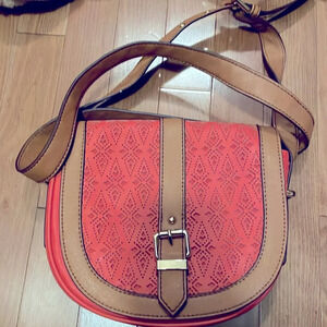 Cute coral and  tan purse